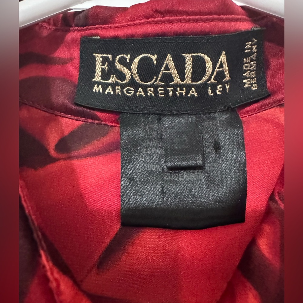 Vintage Escada Red and Black 100% Silk Blouse - Picture 6 of 9
